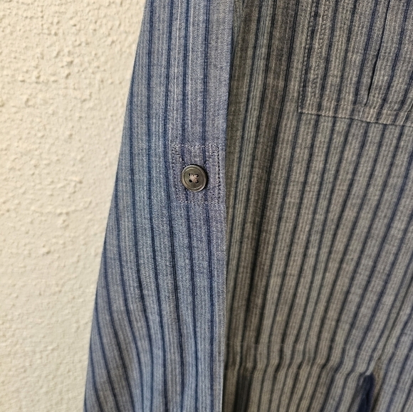 Land's End Size 10 100% Cotton Blue Stripe Tie Waist Belt Dress Dry Cleaned - Picture 7 of 12